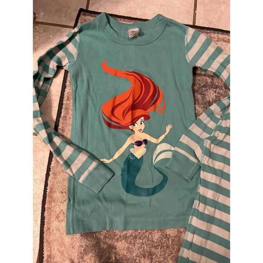 Disney Hanna Andersson Ariel Stripped Pajama Set Size‎ 10